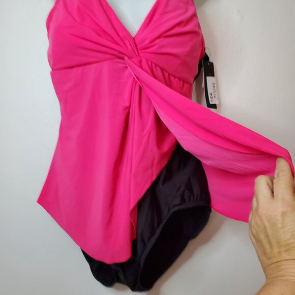 Aqua Green Women's One Piece Swimsuit Swimwear UPF 50+ Pink XL Draped - Picture 5 of 8